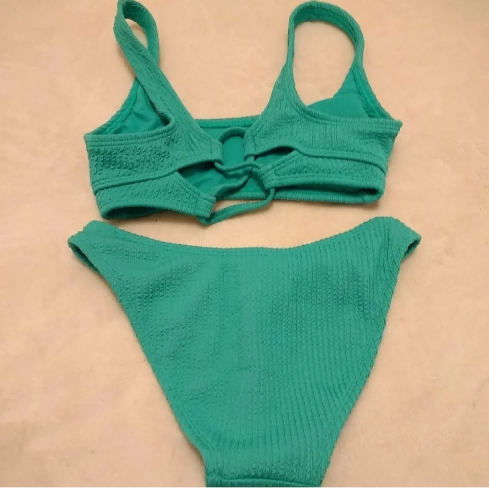 Xhilaration Mossy Green Ribbed Bikini Set